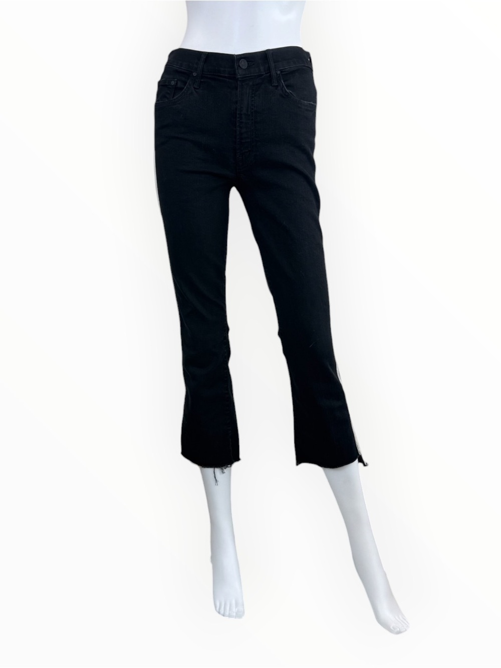 MOTHER Black Insider Crop Step Fray Jeans Size 27 O1001